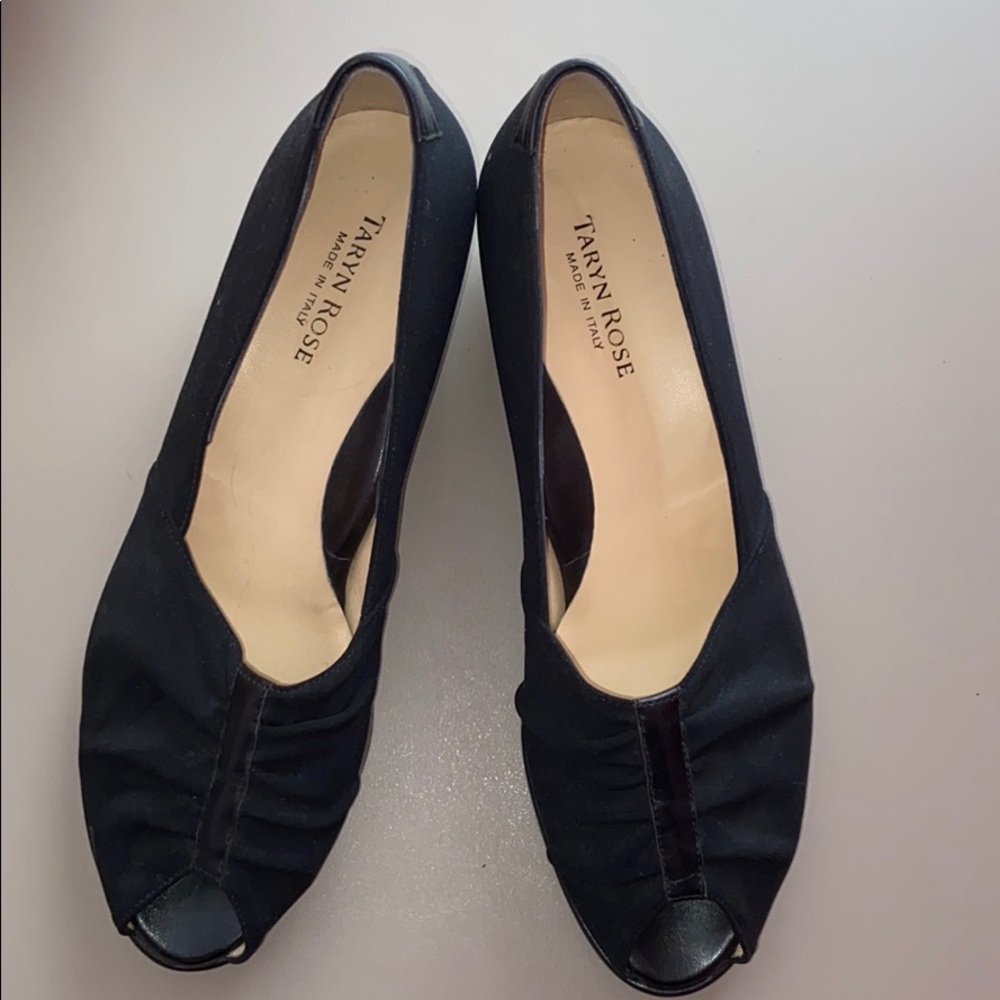 Taryn rose black open toed shoe